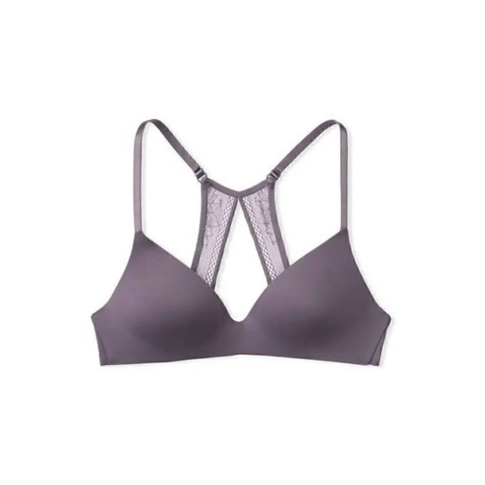 Victorias Secret Gray T-Shirt Smooth Lightly Lined Wireless T-Shirt Bra 34DD